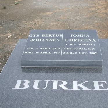 BURKE Guys Bertus Johannes 1923-1999 &amp; Josina Christina MARITZ 1929-2007