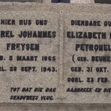 FREYSEN Carel Johannes 1865-1943 &amp; Elizabeth Elsie Petronella BEUKES 1863-1950