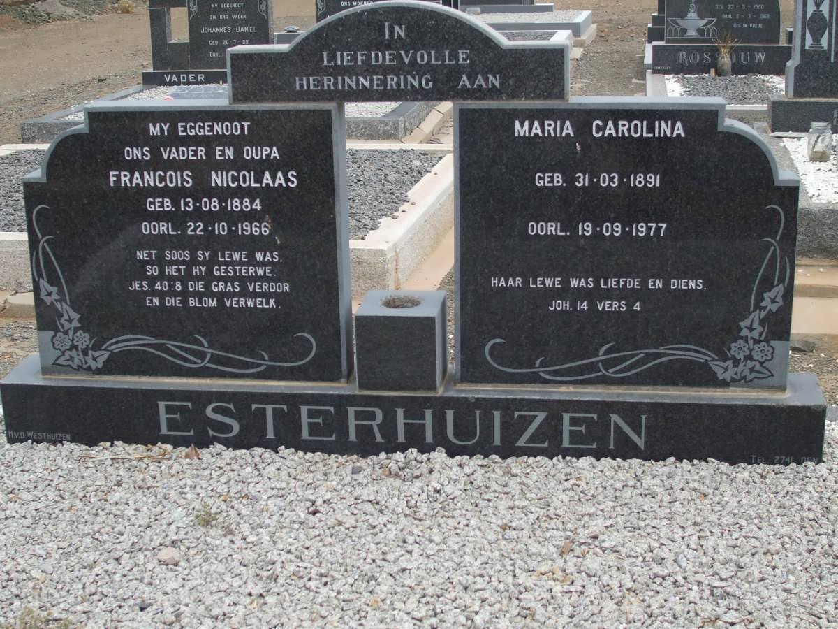 ESTERHUIZEN Francois Nicolaas 1884-1966 &amp; Maria Carolina 1891-1977