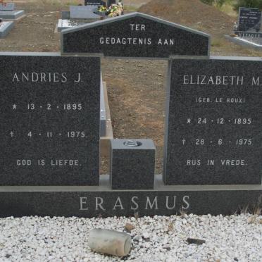 ERASMUS Andries J. 1895-1975 &amp; Elizabeth M. LE ROUX 1895-1975