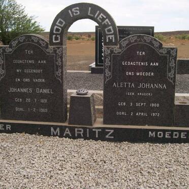 MARITZ Johannes Daniel 1891-1969 &amp; Aletta Johanna KRUGER 1900-1972
