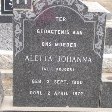 MARITZ Aletta Johanna nee KRUGER 1900-1972