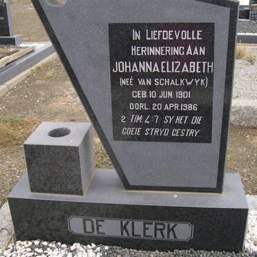 KLERK Petrus Benjamin, de 1897-1962 &amp; Johanna Elizabeth VAN SCHALKWYK 1901-1986