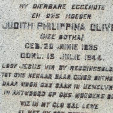 OLIVER Judith Philippina nee BOTHA 1895-1944