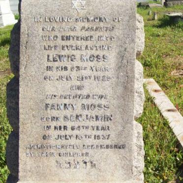 MOSS Lewis  -1925 &amp; Fanny BENJAMIN  -1937 
