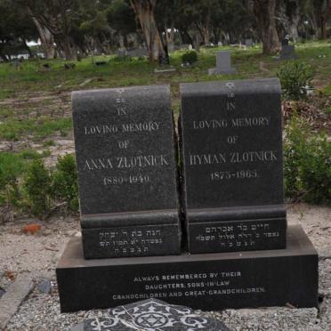 ZLOTNICK Hyman 1873-1965 &amp; Anna 1880-1940