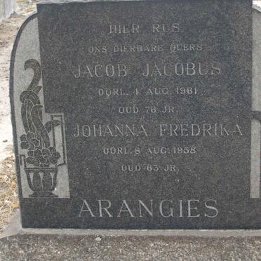 ARANGIES Jacob Jacobus -1961 &amp; Johanna Fredrika -1958