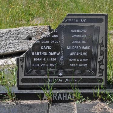 ABRAHAMS David Bartholomew 1926-1975 &amp; Mildred Maud 1927-2000