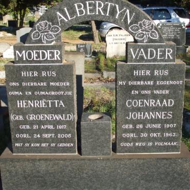 ALBERTYN Coenraad Johannes 1907-1963 &amp; Henrietta GROENEWALD 1917-2005
