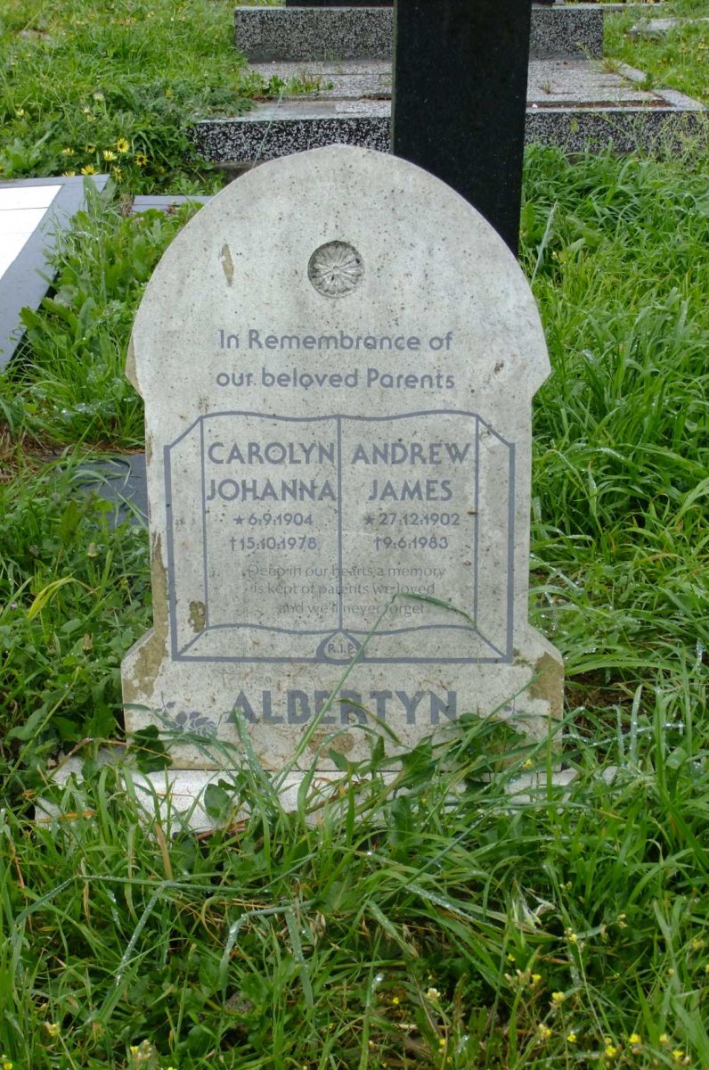 ALBERTYN Andrew James 1902-1983 &amp; Carolyn Johanna 1904-1978