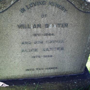 BAXTER William 1871-1944 &amp; Alice 1876-1953