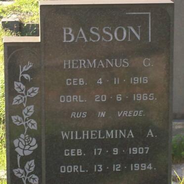 BASSON Hermanus G. 1916-1965 &amp; Wilhelmina A. 1907-1994