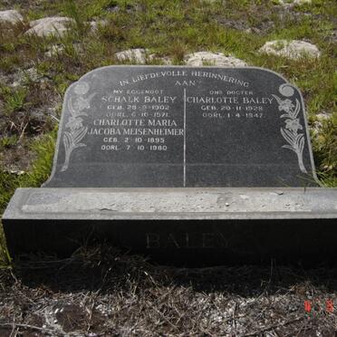 BALEY Schalk 1902-1971 :: MEISENHEIMER Charlotte Maria Jacoba 1895-1980 :: BALEY Charlotte 1928-1947