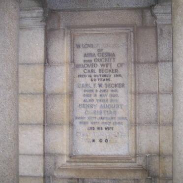 BECKER Carl F.W. 1951-1920 &amp; Anna Gesina DUCKITT -1915 :: BECKER Henry August Christian 1883-1943 &amp; Mary ? nee CLOETE