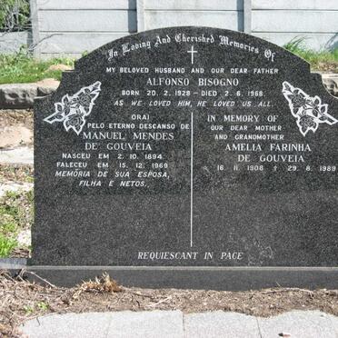 BISOGNO Alfonso 1928-1968 :: DE GOUVEIA Manuel Mended 1894-1969 &amp; Amelia Farinha 1908-1989