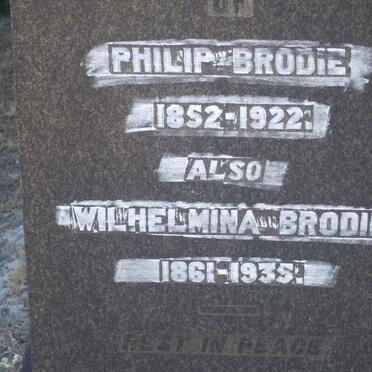 BRODIE Philip 1852-1922 &amp; Wilhelmina 1861-1935