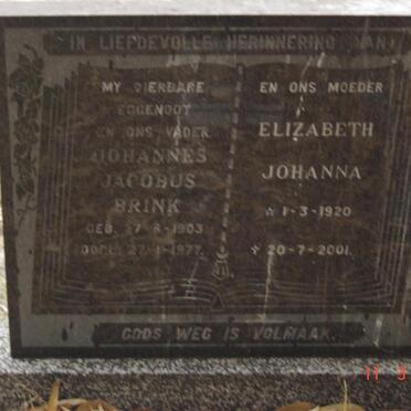 BRINK Johannes Jacobus 1903-1977 &amp; Elizabeth Johanna 1920-2001