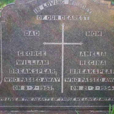BREAKSPEAR George William -1953 &amp; Amelia Regina -1954[2]