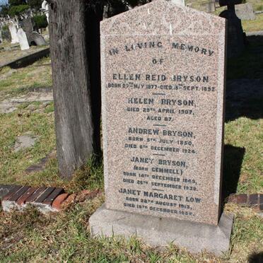 BRYSON Ellen Reid 1877-1892 :: BRYSON Helen -1907 :: BRYSON Andrew 1850-1924