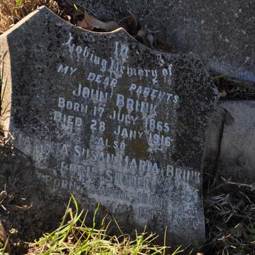 BRINK John 1865-1916 &amp; Martha Susan Maria SINDEN 1864-1917