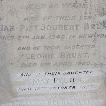 BRUNT Jan Piet Joubert -1940 :: BRUNT Leonie -1960 :: PULKER Douglas Henry &amp; May -1977