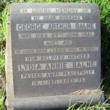 BALNE George Arthur -1941 &amp; Lydia Annie -1971