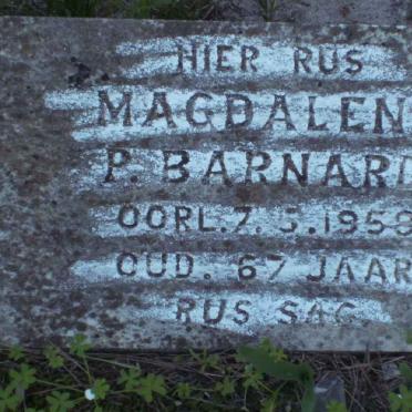 BARNARD Magdalene P. -1958