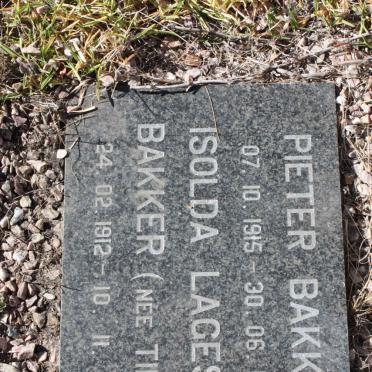 BAKKER Pieter 1915-1965 &amp; Isolda Lagesen TIETZ 1912-1996