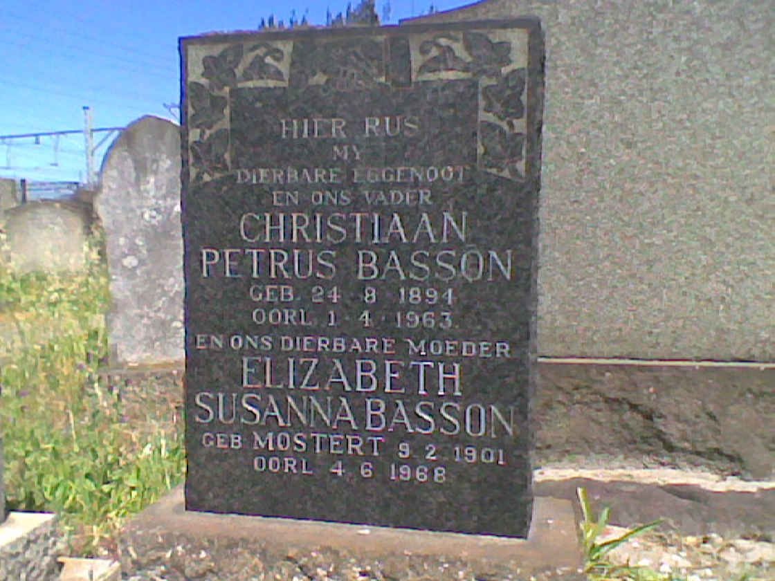 BASSON Christiaan Petrus 1894-1963 &amp; Elizabeth Susanna MOSTERT 1901-1968