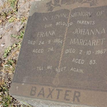 BAXTER Frank -1954 &amp; Johanna Margaret -1967