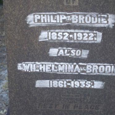 BRODIE Philip 1852-1922 &amp; Wilhelmina 1861-1935