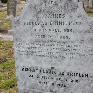 BRINK Johannes Nicolaas -1894 :: KRIELEN Kenneth Louis, de 1921-2001