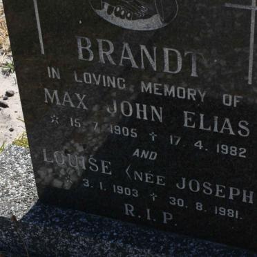 BRANDT Max John Elias 1905-1982 &amp; Louise JOSEPH 1903-1981