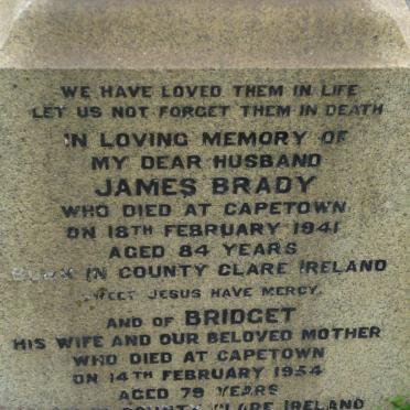 BRADY James -1941 &amp; Bridget -1954