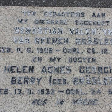BRäSLER Sebastiaan Valentyn van Reenen 1909-1984 :: BERRY Helen Agnes Georgina nee BRäSLER 1932-1982