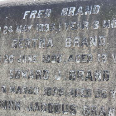 BRAND Fred -1895 :: BRAND Bertha -1895 :: BRAND Edward J. -1899