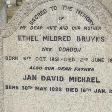 BRUYNS Jan David Michael 1892-1959 &amp; Ethel Mildred GORDON 1891-1950 :: ? Muriel Johanna nee FENNEY 1914-1956