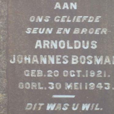 BOSMAN Arnoldus Johannes 1921-1943