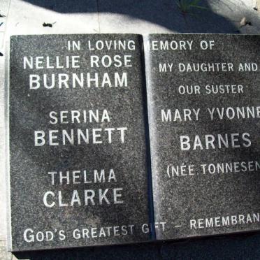 BURNHAM Nellie Rose :: BENNETT Serina :: CLARKE Thelma :: BARNES Mary Yvonne nee TONNESEN