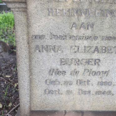 BURGER Anna Elizabeth nee DU PLOOY 1890-1945