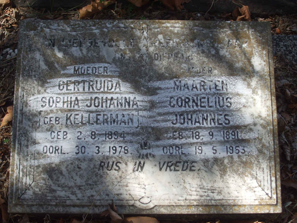 BESTER Maarten Cornelius Johannes 1891-1953 &amp; Gertruida Sophia Johanna KELLERMAN 1894-1978