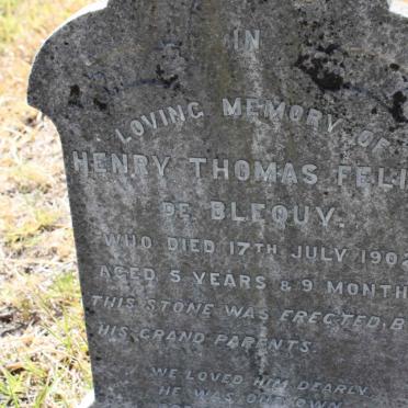 BLEQUY Henry Thomas Felix, de -1902
