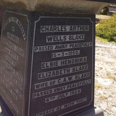BLAKE Charles Arthur Wells -1950 &amp; Elsie Hendrika Elizabeth -1954