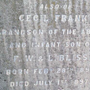 BLISS Cecil Frank 1897-1897