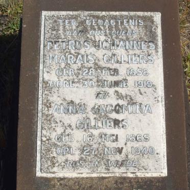CILLIERS Petrus Johannes Marais 1858-1919 &amp; Anna Jacomina 1865-1940