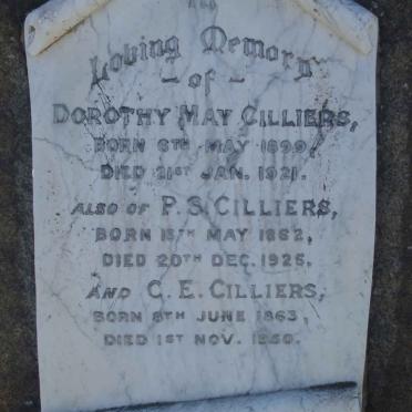 CILLIERS Dorothy May 1899-1921 :: CILLIERS P.S. 1862-1925 :: CILLIERS C.E. 1863-1950