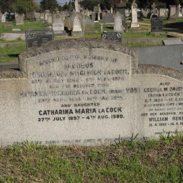 COCK Hendrikus Stiglingh, la 1846-1924 &amp; Johanna Hendrina VOS 1858-1939 :: LA COCK Catharina Maria 1897-1980