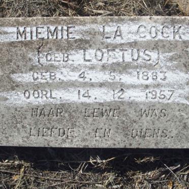 COCK Miemie, la nee LOFTUS 1883-1957