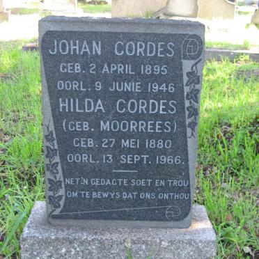 CORDES Johan 1895-1946 &amp; Hilda MOORREES 1880-1966