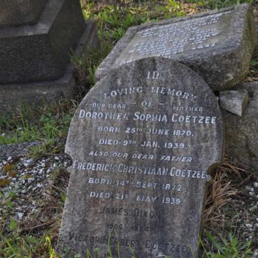COETZEE Frederick Christiaan 1872-1939 &amp; Dorothea Sophia 1870-1939 :: COETZEE Victor Herbert 1907-1981 :: DIXON James 1906-1